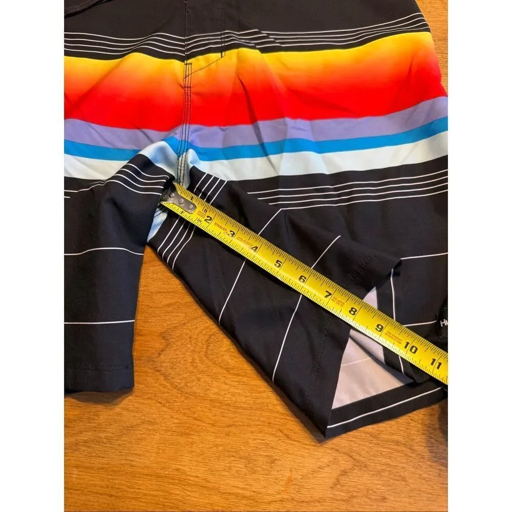 Hurley Men's Gradient Stripe Pleasure Point Swim Board Shorts Multicolor Size 34